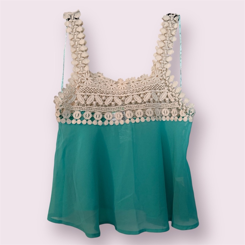Double Zero Teal Camisole with Lace Detail